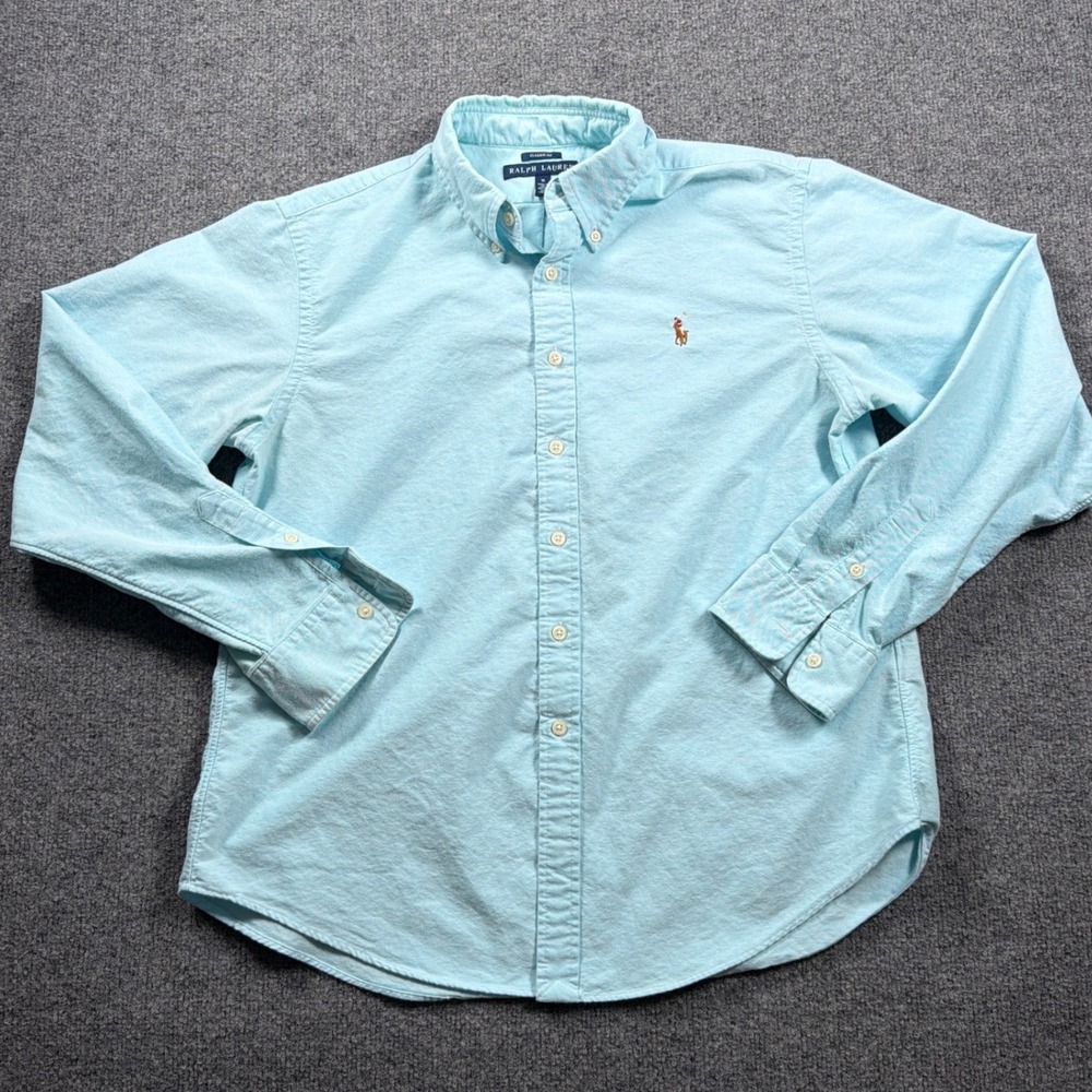 Ralph Lauren Oxford Shirt Womens 16 Light Blue Classic Button Down Long Sleeve - Picture 2 of 14